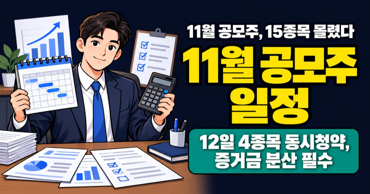 2026년 11월 공모주 청약 일정 15종목, 12일엔 4종목 동시 청약 증거금은?