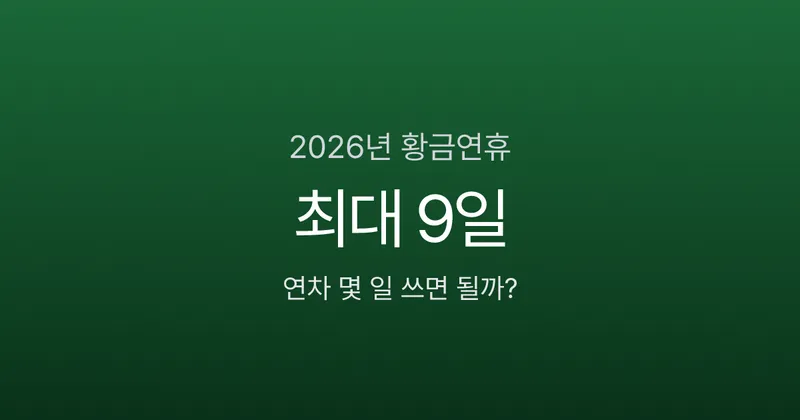 2026년 연차 사용 꿀팁: 연차 2~3일로 9일 연휴 만드는 법