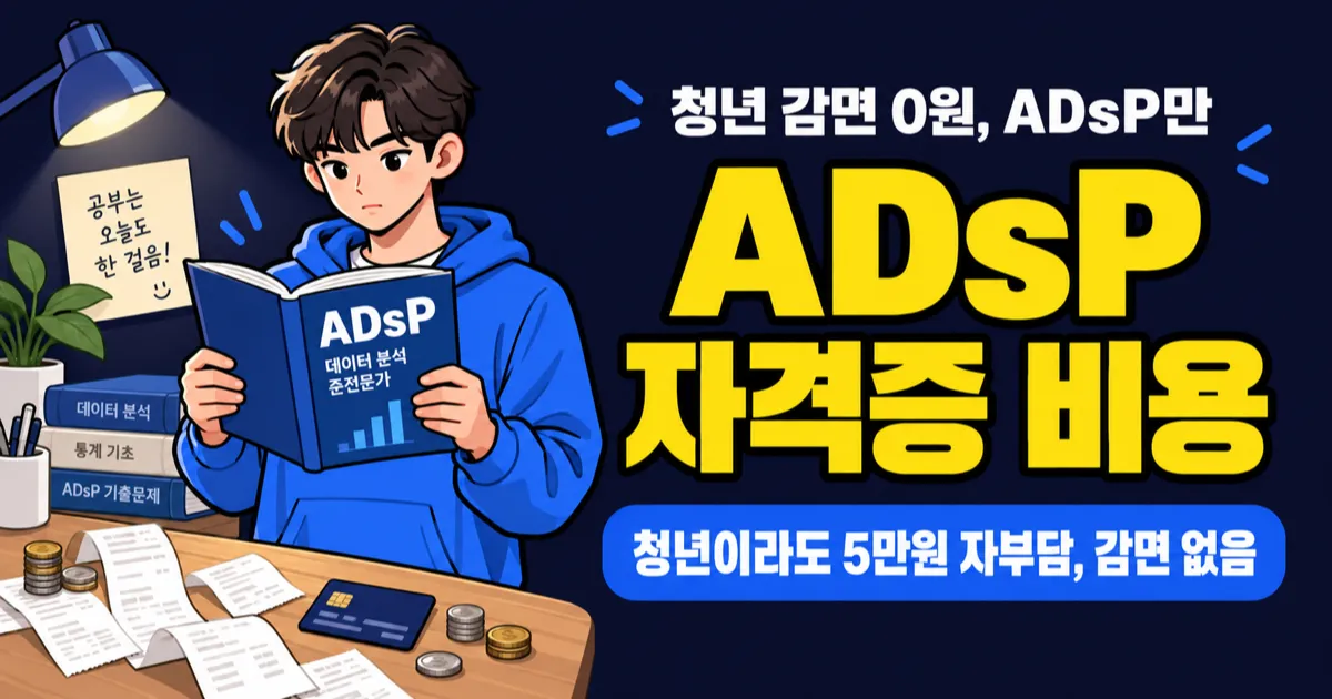 ADsP 자격증 비용 8만원이면 끝? 청년 응시료 감면은 못 받습니다