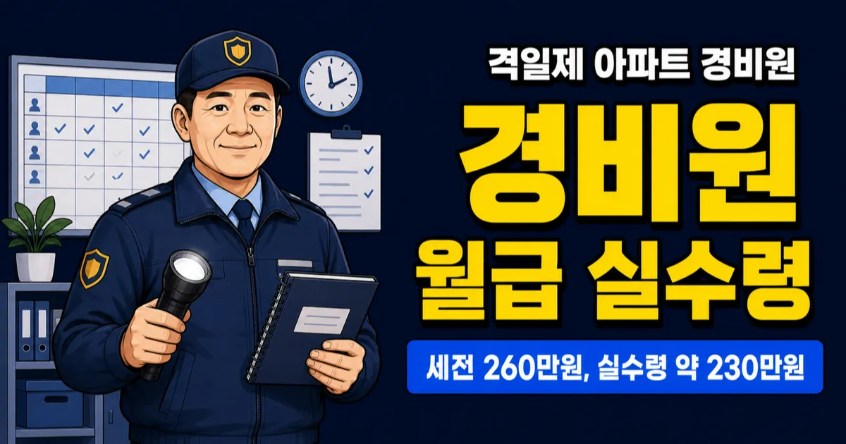 아파트 경비원 월급 260만원, 격일제면 실수령 얼마일까?
