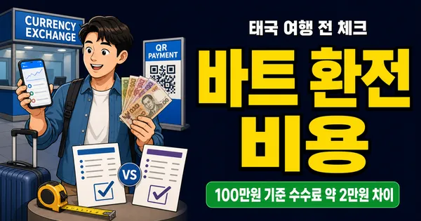 바트 환전, 100만원이면 수수료 2만원 차이 날까?