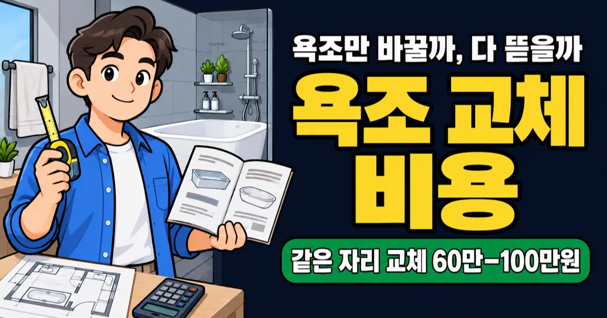 욕조 교체 비용 60만–100만원, 철거하고 샤워부스로 바꾸면 더 쌀까?