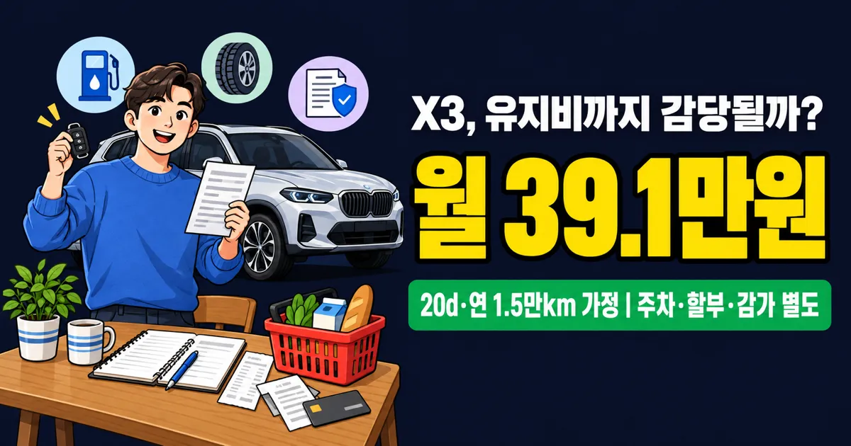 BMW X3 유지비 월39만원? 20d·20i·M50 예산 비교