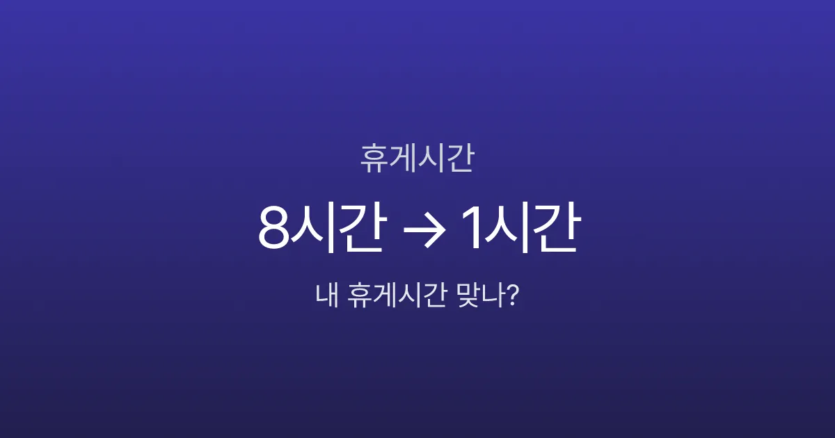 휴게시간, 4시간 일하면 30분인데 왜 1시간 빠지나요? 근로기준법 기준 정리