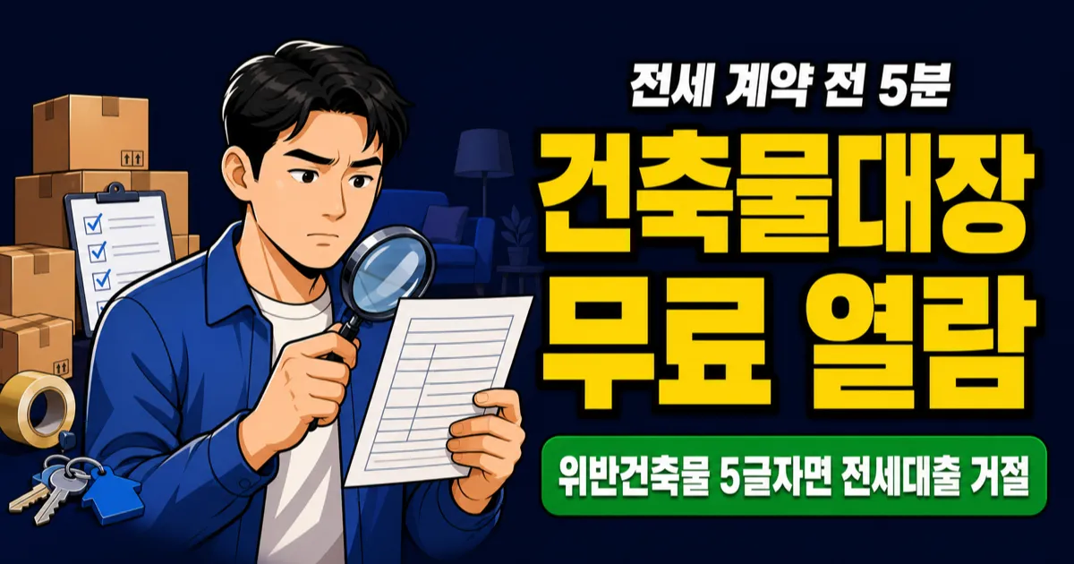 건축물대장 무료 열람, '위반건축물' 5글자가 전세대출을 막는다고?