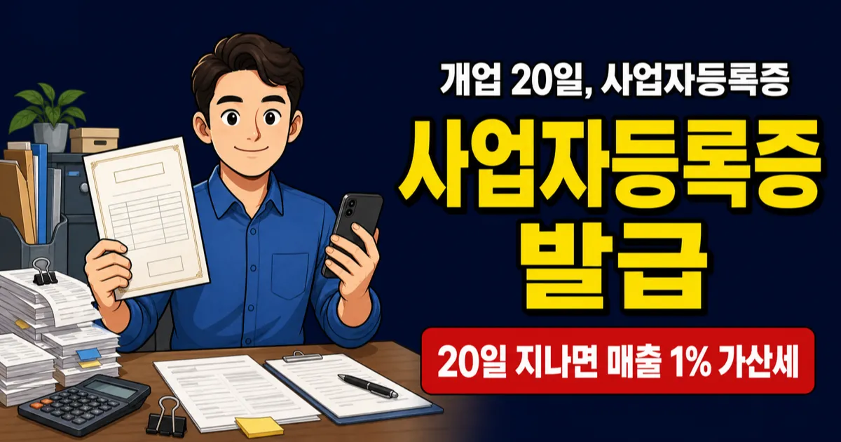 사업자등록증 없이 영업하면 매출의 1%가 가산세? 개업 20일 안에 발급받으세요