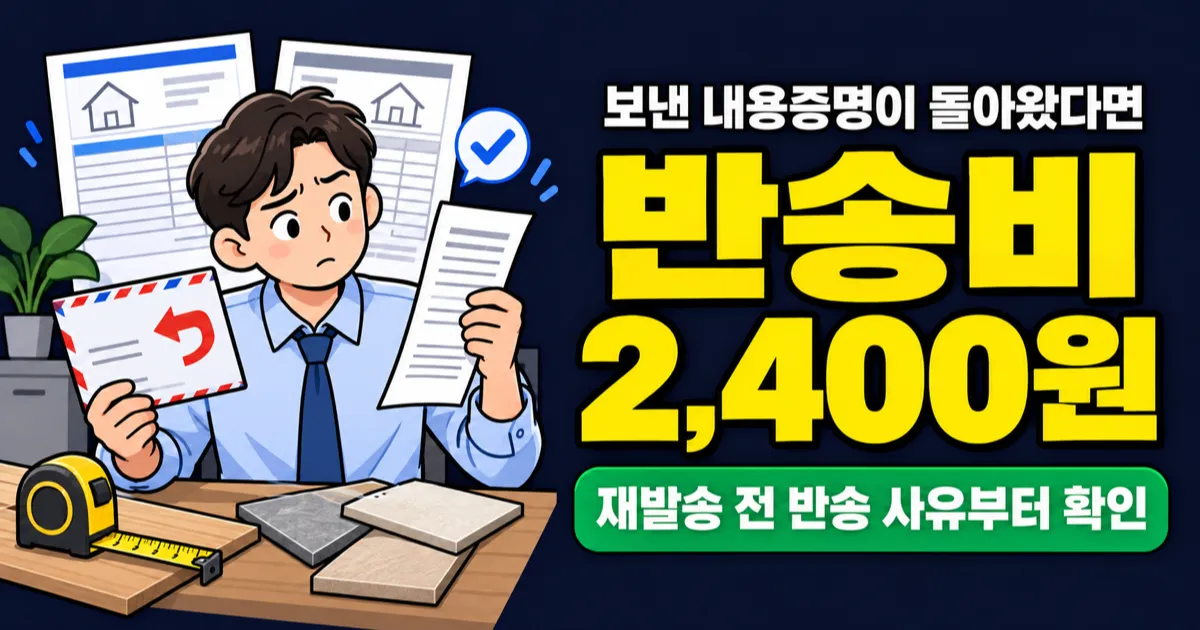 내용증명 반송, 다시 보내면 10,800원? 사유별로 달라지는 대응