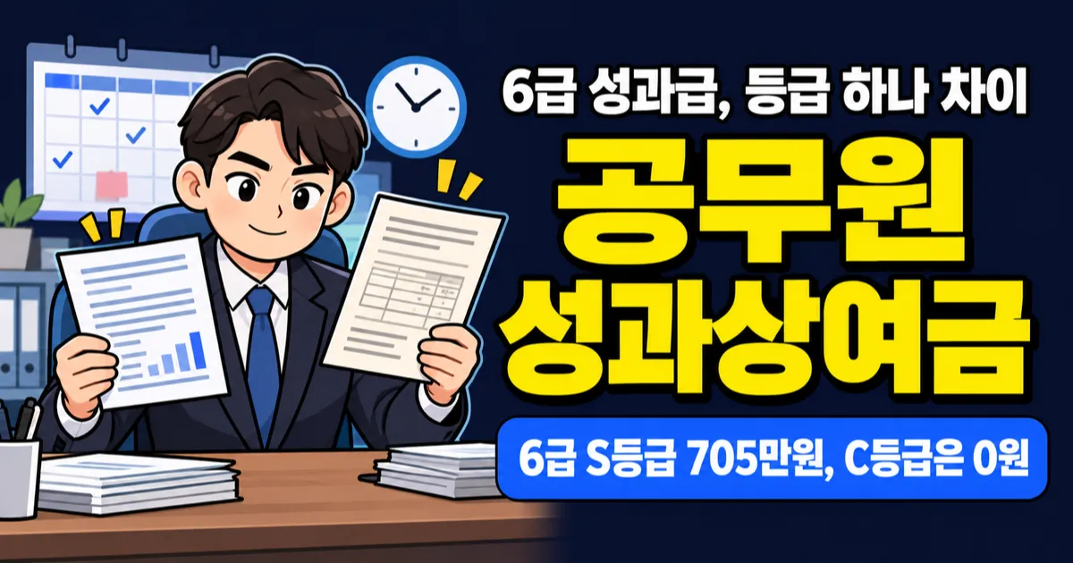 공무원 성과상여금, 6급 S등급 705만원인데 C등급은 0원?