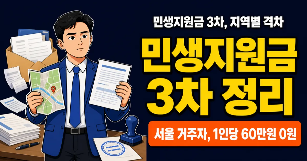 민생지원금 3차, 서울은 0원? 지역별 최대 60만원 차이 나는 이유