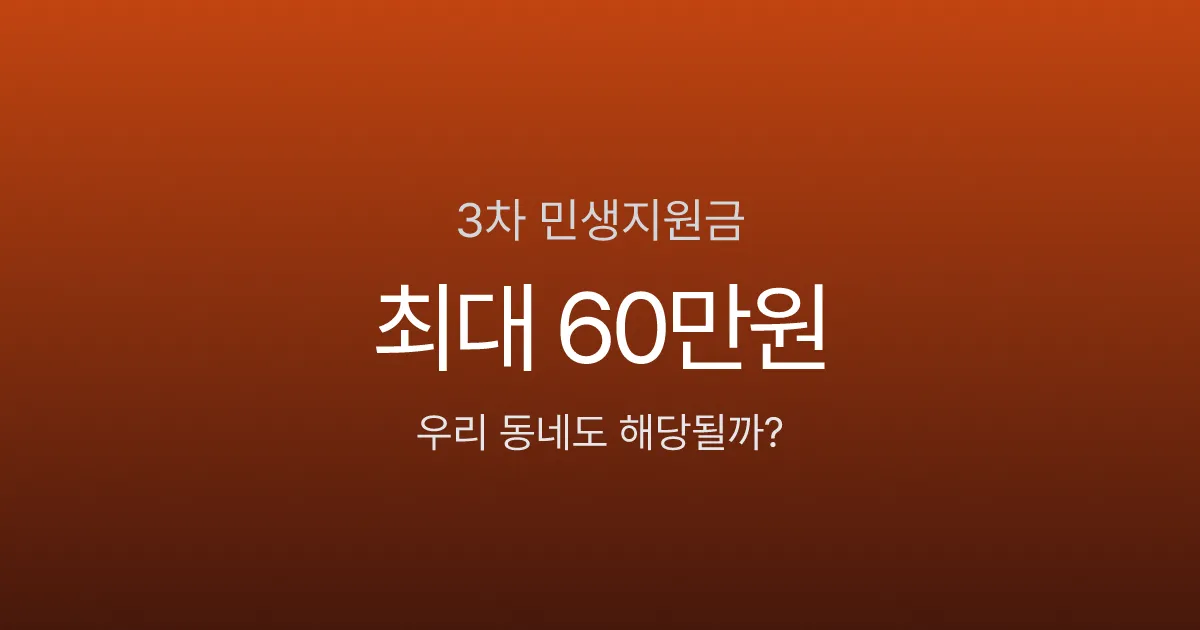 민생지원금 3차, 서울은 0원? 지역별 최대 60만원 차이 나는 이유