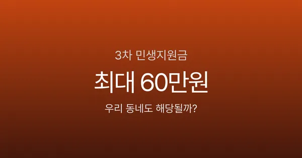 민생지원금 3차, 서울은 0원? 지역별 최대 60만원 차이 나는 이유