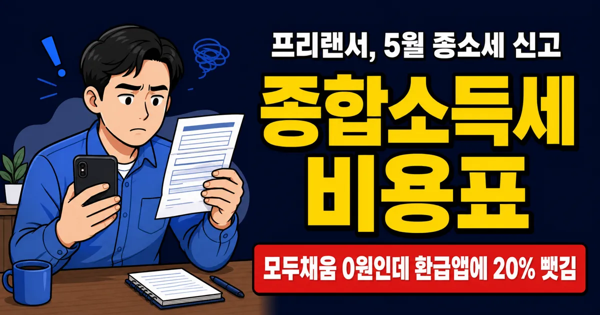 종합소득세 세무사 비용 5만원~50만원, 삼쩜삼 환급 20% 누가 이득?