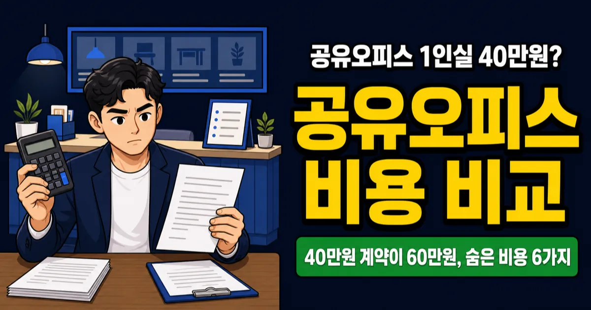 공유오피스 1인실 가격 40만원? 몰라서 더 내는 숨은 비용 6가지
