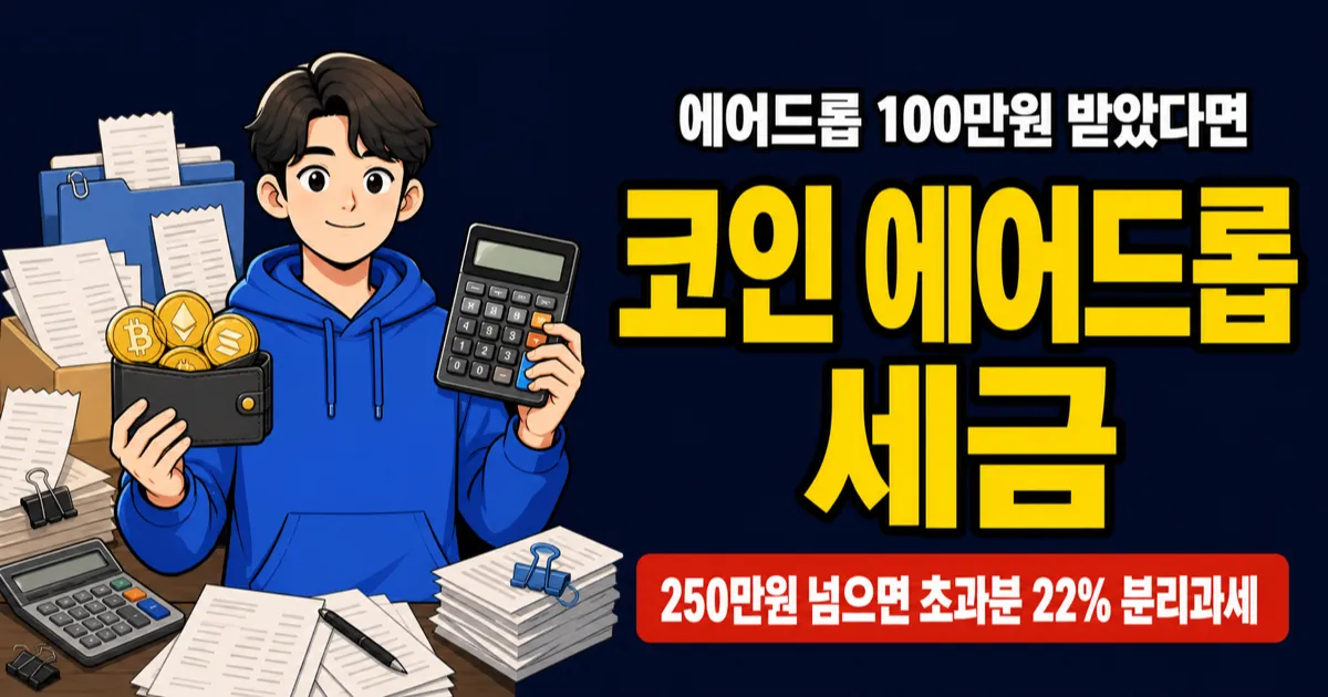 코인 에어드롭 세금, 100만원 받으면 22만원 내나요?