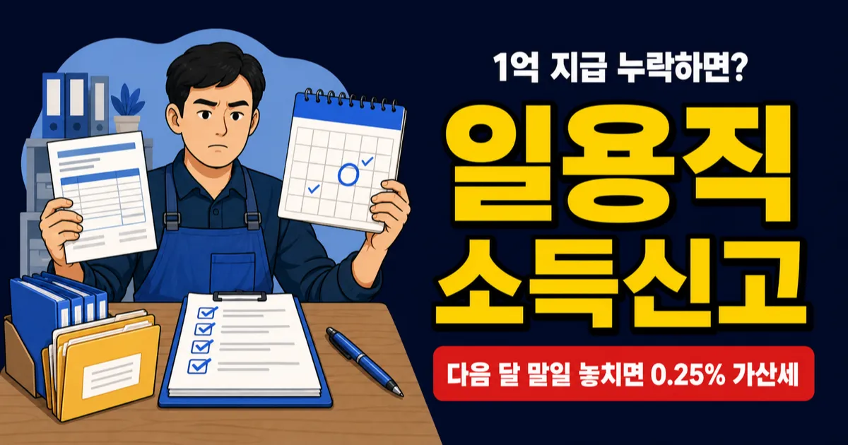 일용직 소득신고, 1억원 누락하면 가산세 25만원?