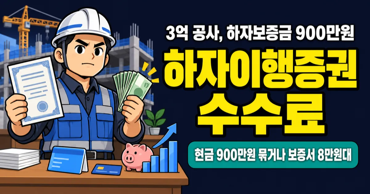 하자이행보증증권 수수료, 현금 900만원 묶을까 수만원 낼까?