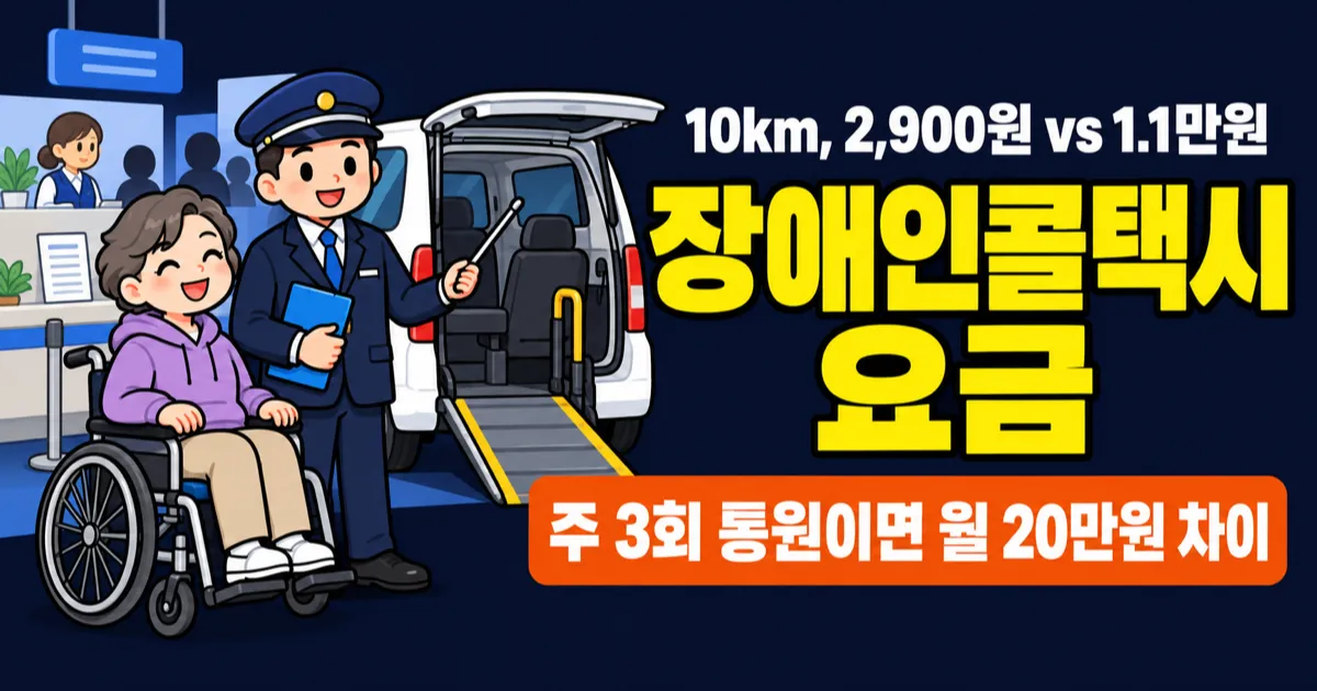 장애인콜택시 요금 10km 2,900원, 일반택시 1.1만원과 얼마나 차이 날까?