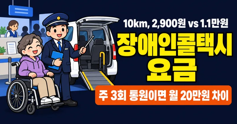 장애인콜택시 요금 10km 2,900원, 일반택시 1.1만원과 얼마나 차이 날까?