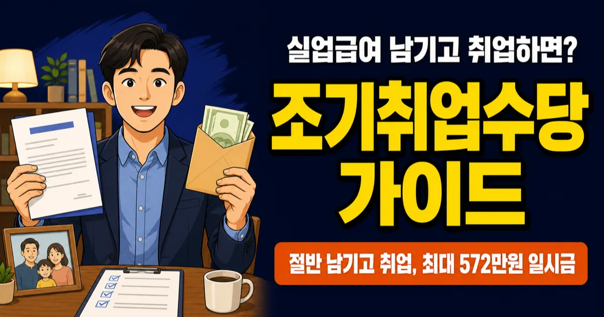 조기취업수당 조건 5가지, 빨리 취업하면 최대 572만원 일시금 수령