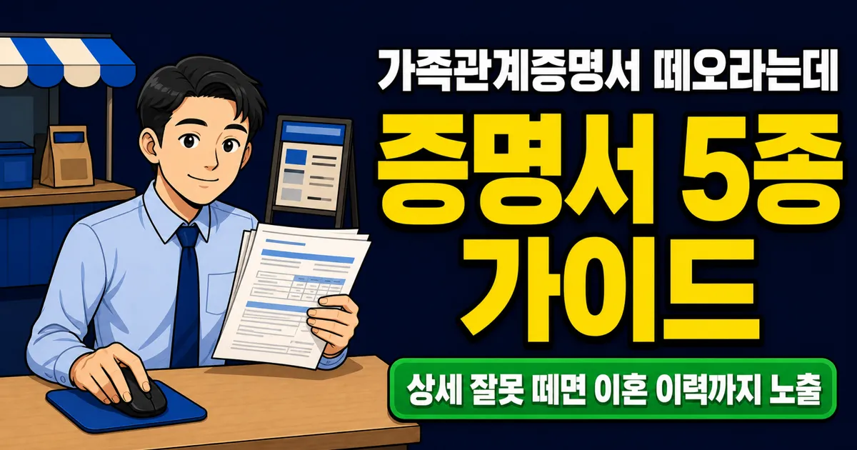 가족관계증명서 발급, 무료인데 5종류 중 뭘 떼야 하는지 모르겠다면?