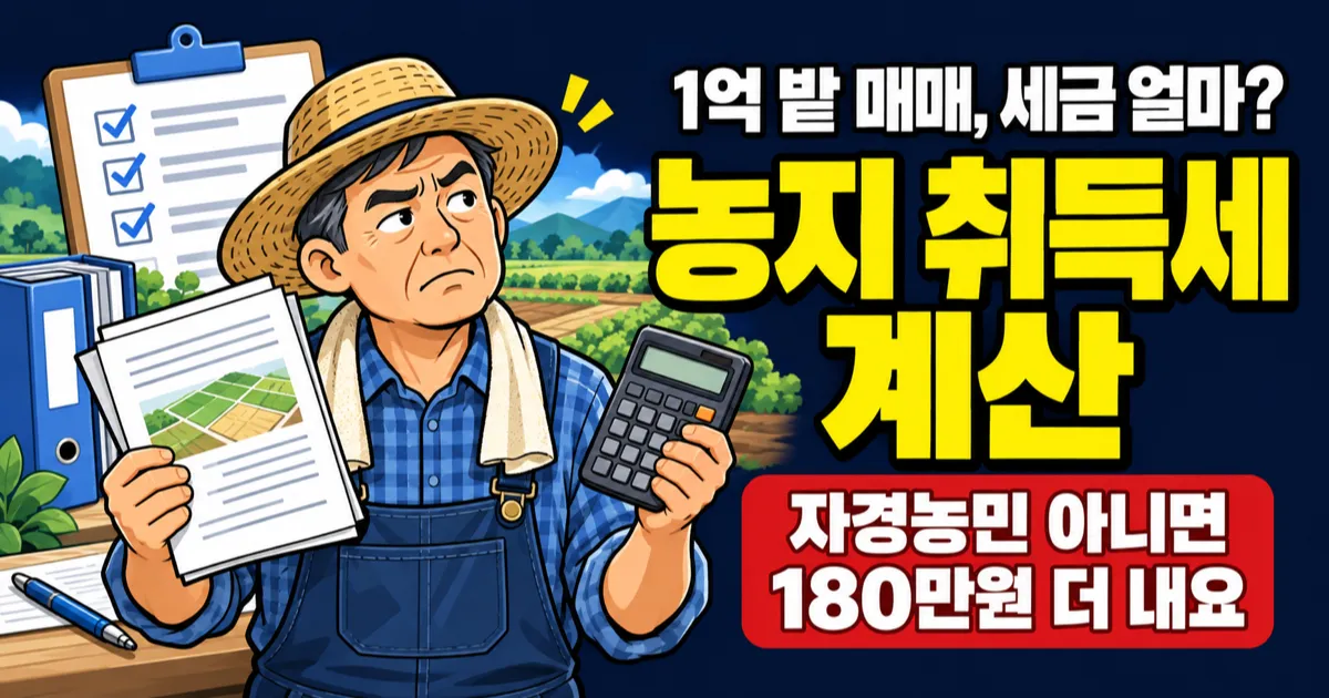 농지 취득세 3.4%, 자경농민이면 1.6%? 1억 밭 사면 180만원 차이