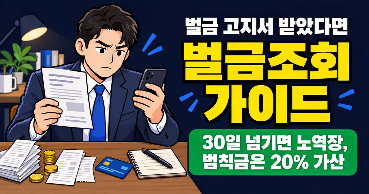 벌금조회 어디서? 범칙금 20% 가산, 벌금은 30일 납입기한 확인