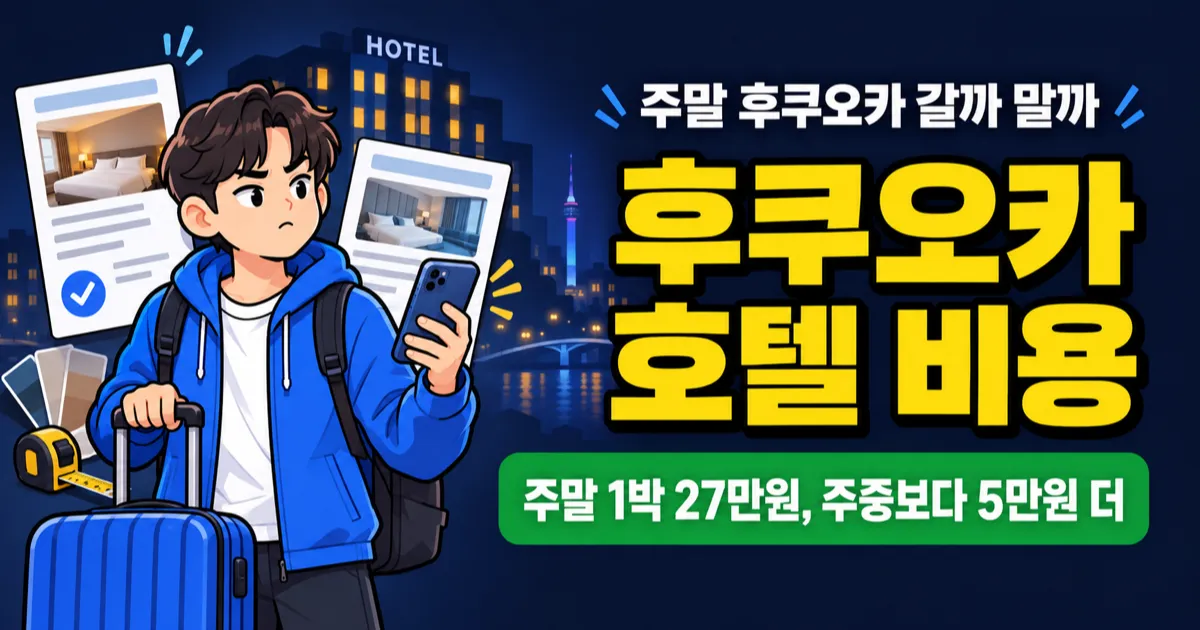 후쿠오카 호텔 1박 22만원? 주말 잡으면 27만원 나옵니다