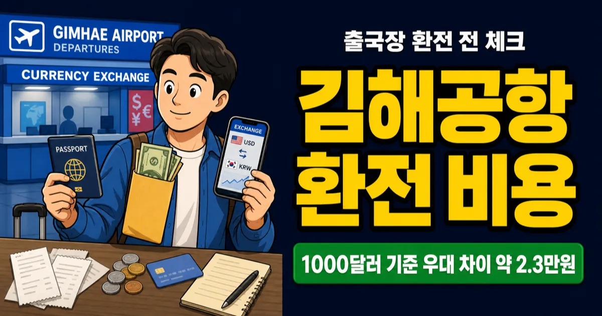 김해공항 환전, 1000달러 현장 환전하면 2만원 손해?