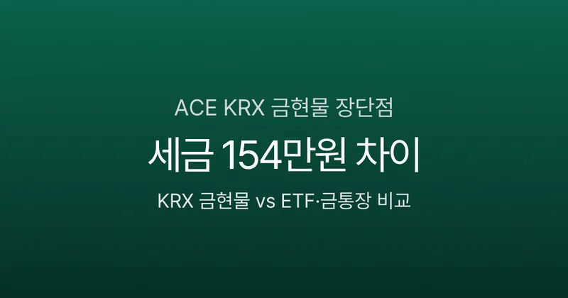 ACE KRX 금현물 장단점, 같은 금값인데 세금 154만원 차이 (vs ETF·금통장)
