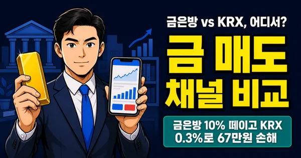 금 팔때 수수료 비교: 금은방 10% vs KRX 0.3%, 67만원 차이
