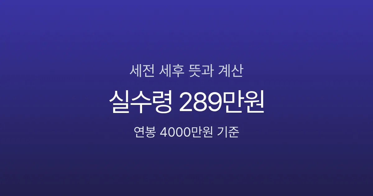 세전 세후 뜻과 계산, 연봉 4000만원이면 실수령 289만원뿐?