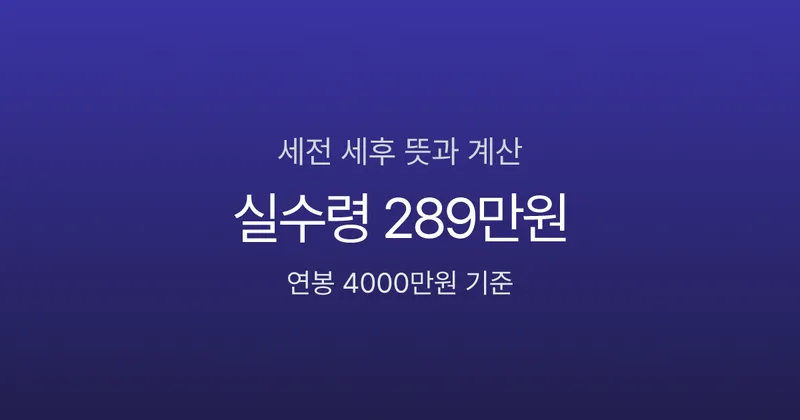 세전 세후 뜻과 계산, 연봉 4000만원이면 실수령 289만원뿐?