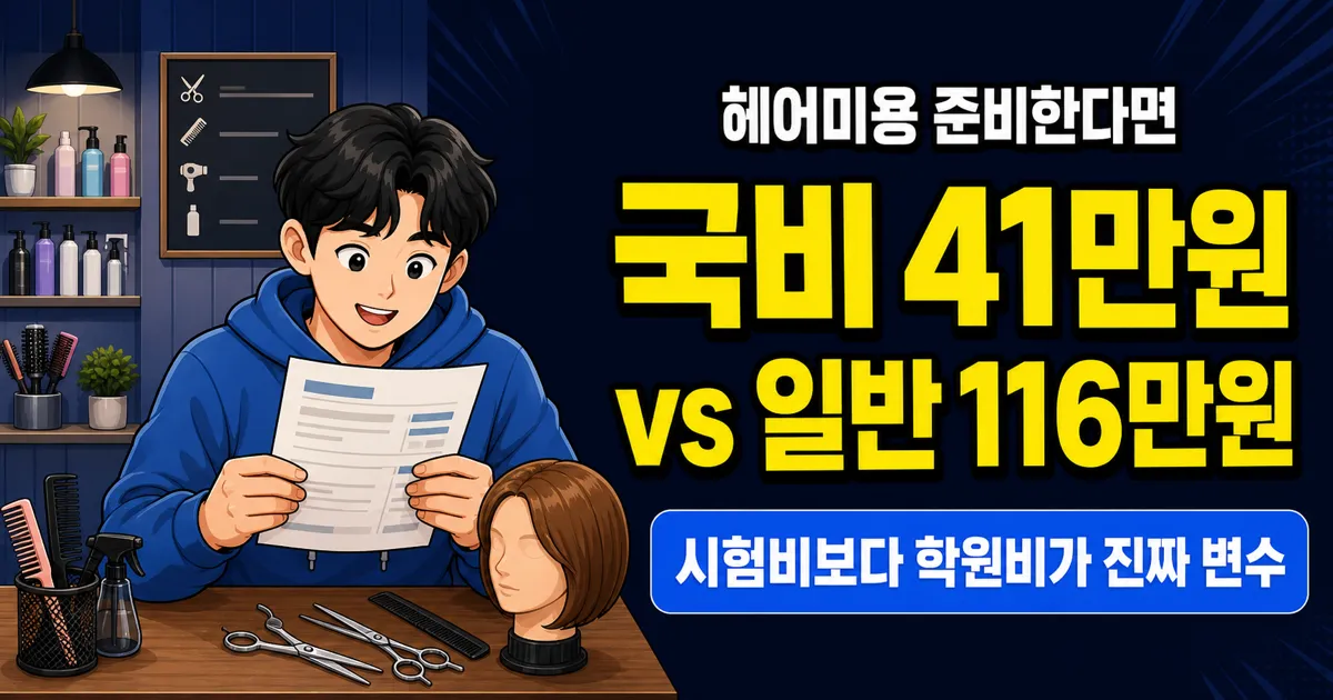 미용사자격증, 학원비 116만원인데 국비 받으면 41만원?