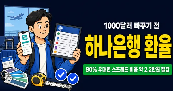 하나은행 환율, 1000달러 환전하면 90% 우대로 얼마 아낄까?