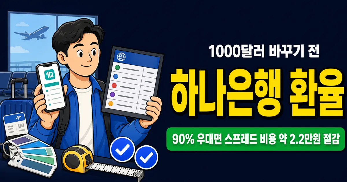 하나은행 환율, 1000달러 환전하면 90% 우대로 얼마 아낄까?