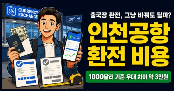 인천공항 환전, 1000달러 공항에서 바꾸면 3만원 손해?