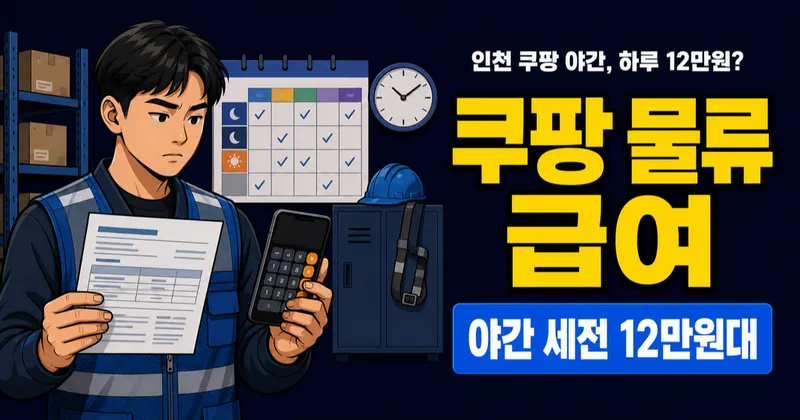 인천 쿠팡 물류센터 급여, 야간 1일 12만원이면 실수령은?
