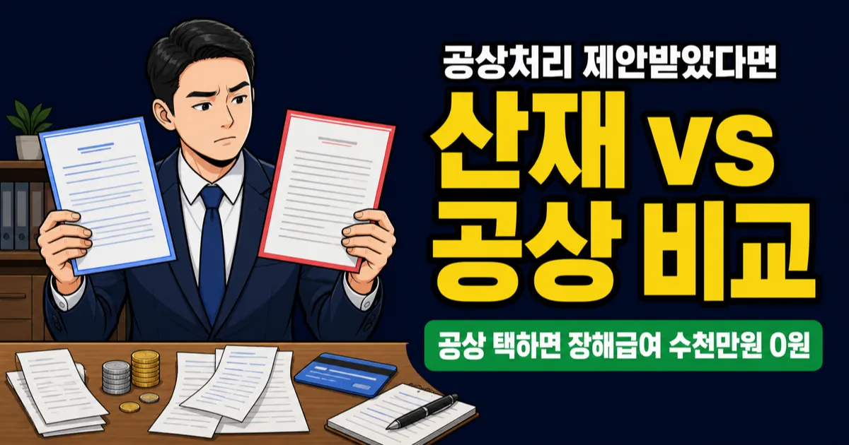 산재처리, 공상처리 제안받았는데 뭐가 유리할까? 장기 보상 차이 비교