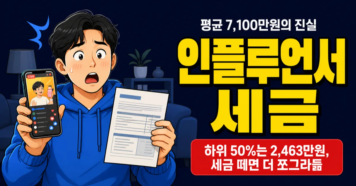 인플루언서 평균 수입 7,100만원인데 하위 절반은 2,463만원, 세금 떼면 얼마 남나요?