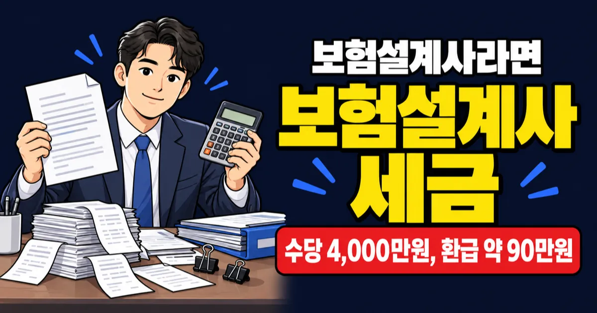 보험설계사 세금, 수당 4천만원이면 3.3% 중 90만원 환급? 22.4%만 과세되는 이유