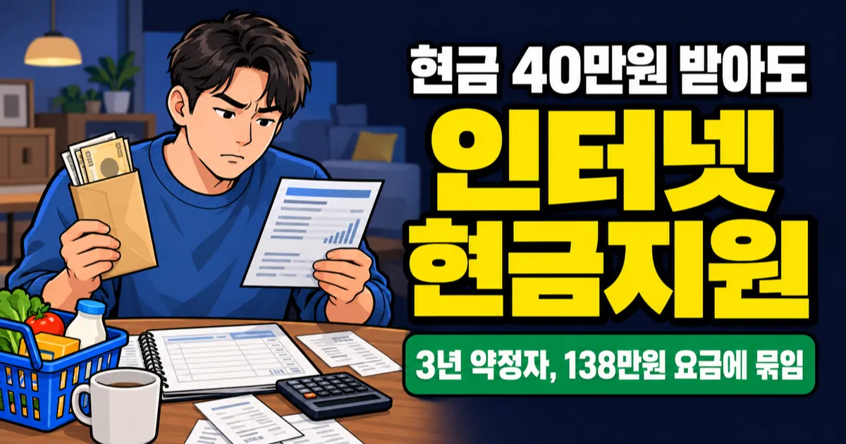 인터넷 현금지원 40만원 받아도 3년 요금은 138만원? 해지비용 비교