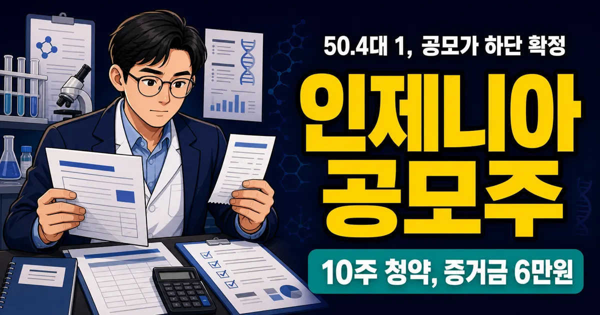 인제니아테라퓨틱스 공모주, 6만원 증거금으로 10주 청약?