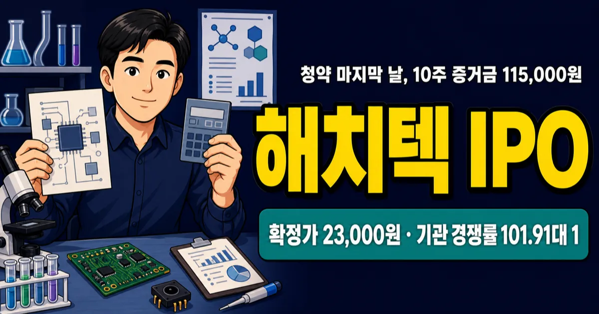 해치텍 공모주 오늘 마감, 10주 증거금 115,000원?