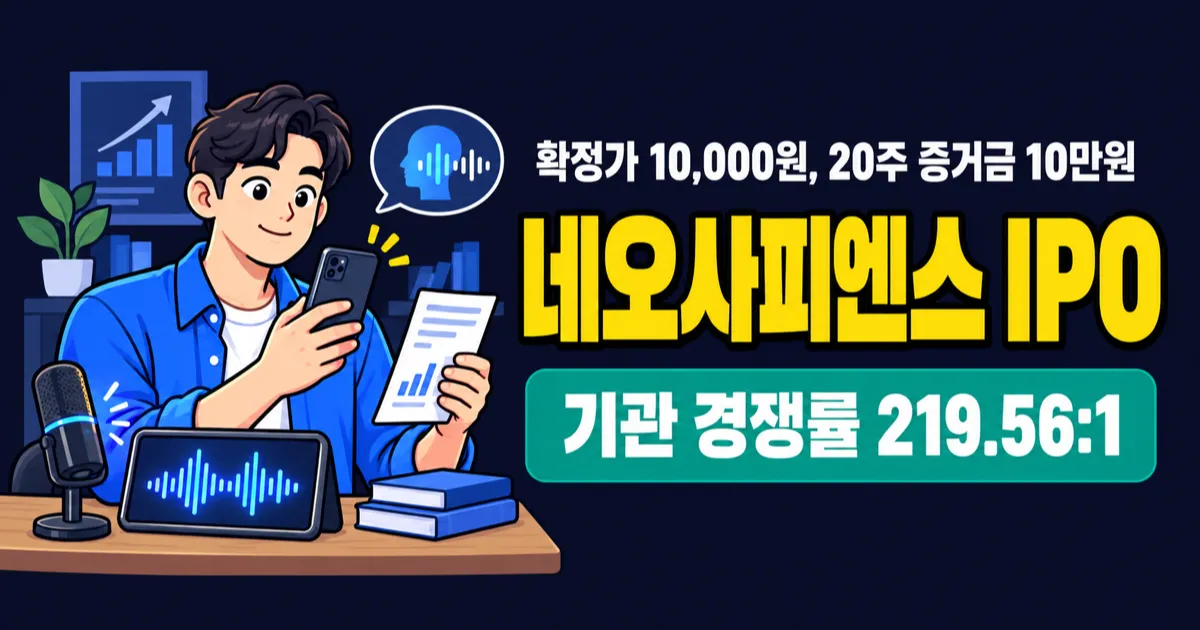 네오사피엔스 공모주, 공모가 1만원이면 20주 증거금 10만원?