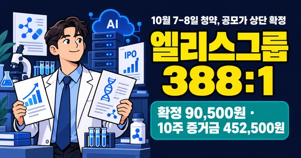 엘리스그룹 공모주, 388대 1에 공모가 9만500원 확정, 10주 증거금 45만원?