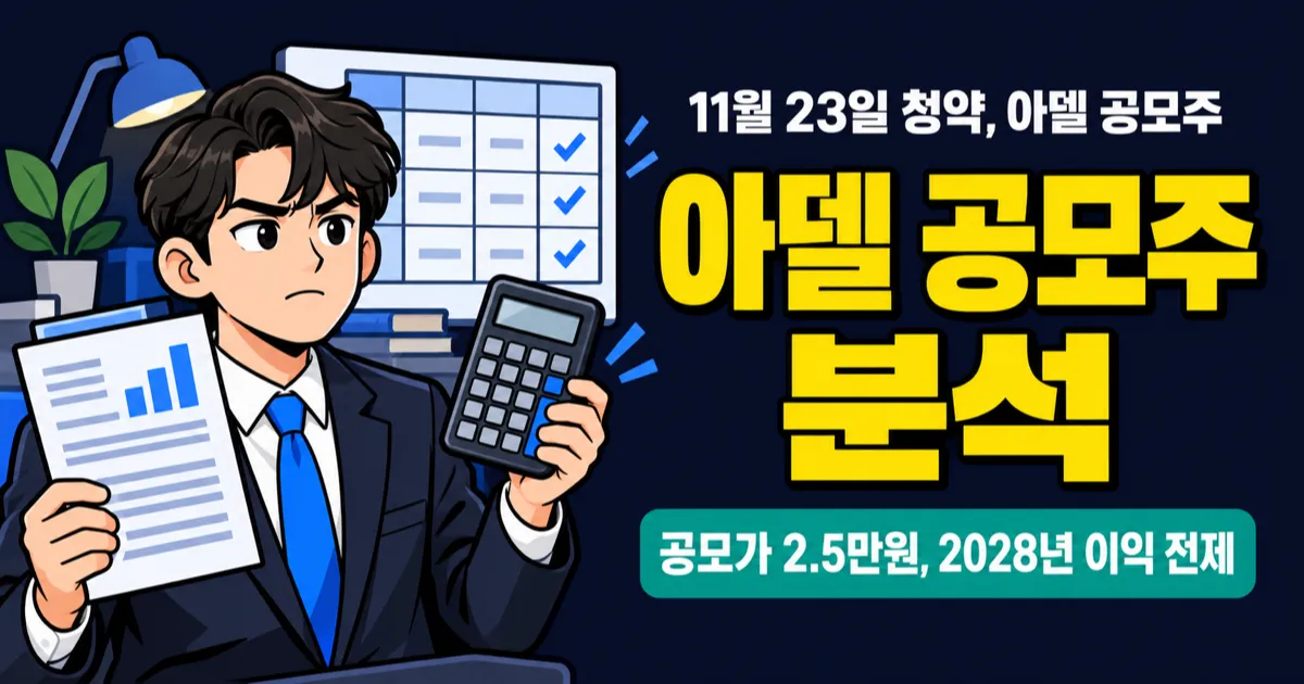 아델 공모주 18,000–25,000원, 2028년 순이익 513억원 전제? 11월 23일 청약 전 숫자 점검