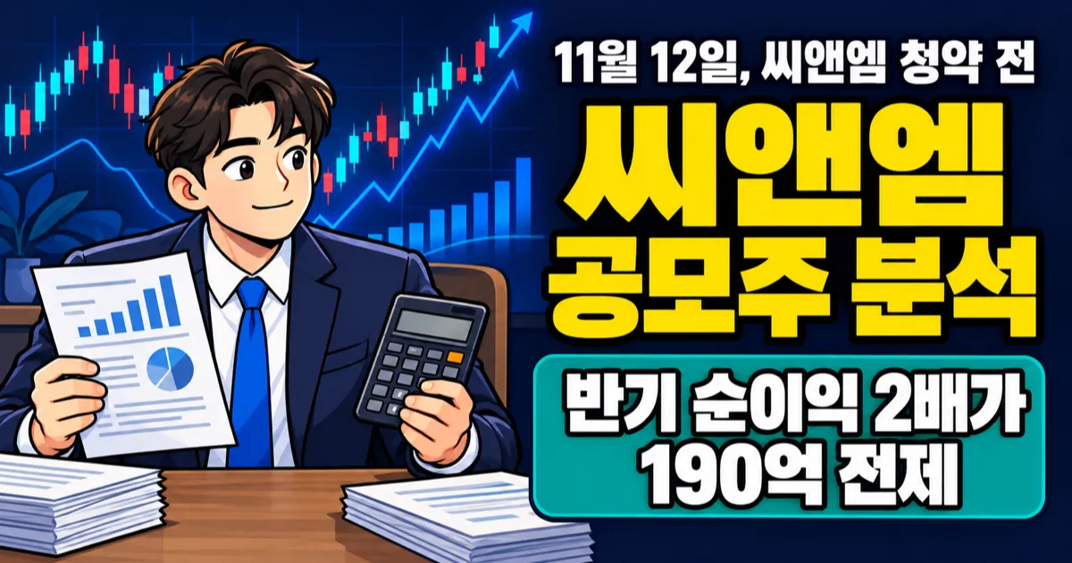 씨앤엠 공모주 10,000–13,000원, 반기 순이익 ×2 = 190억원이 전제? 11월 12일 청약 전 숫자 점검