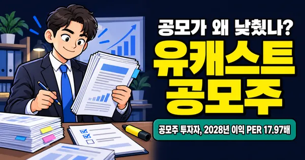 유캐스트 공모주, 공모가 1.9만–2.3만원으로 낮췄는데 근거는 2028년 이익?