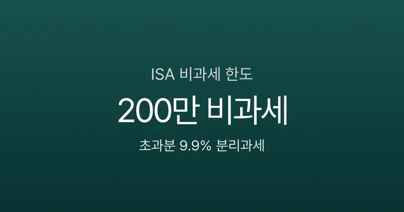 ISA 비과세 한도 200만원, 초과분은 9.9% 분리과세 — 손익통산까지 되는 절세 계좌