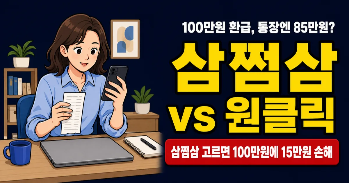 삼쩜삼 수수료 100만원 환급에 15만원, 국세청 원클릭은 무료라는데?